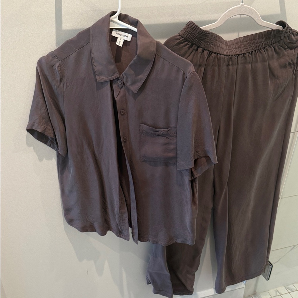 Nordstrom Brown Silk Lounge Set